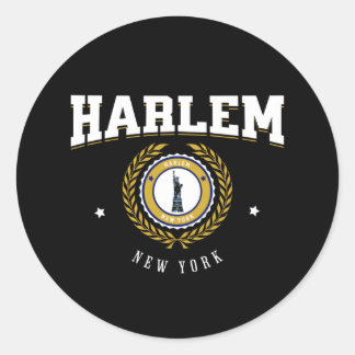 Pegatina Redonda Harlem New York White