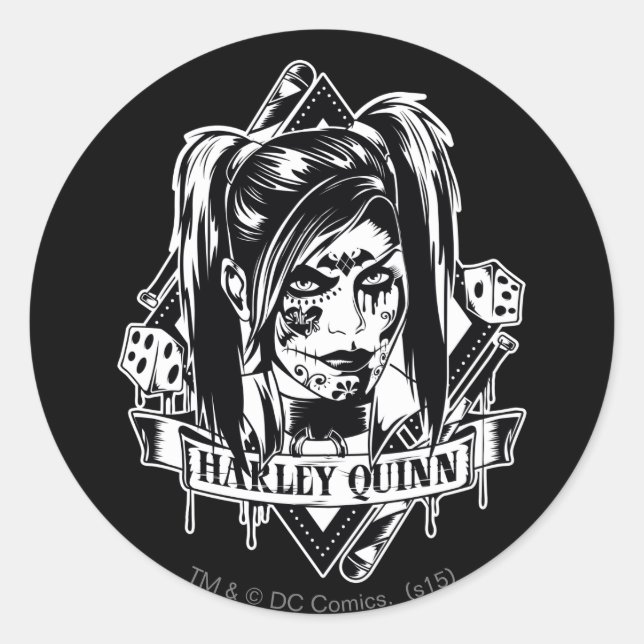 Pegatina Redonda Harley Quinn Badge (Anverso)