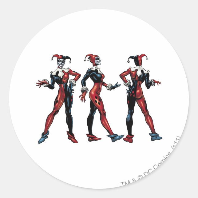Pegatina Redonda Harley Quinn - Todos los lados (Anverso)