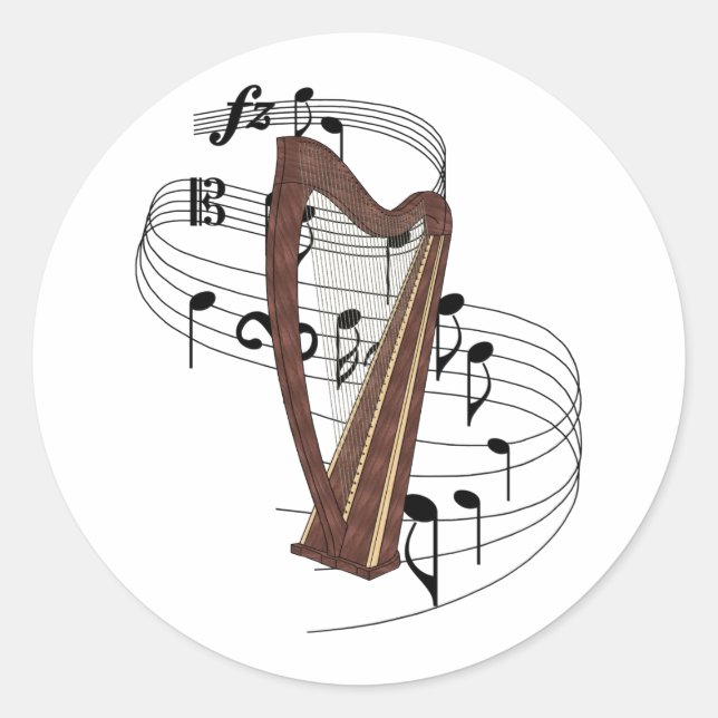 Pegatina Redonda Harp (Anverso)