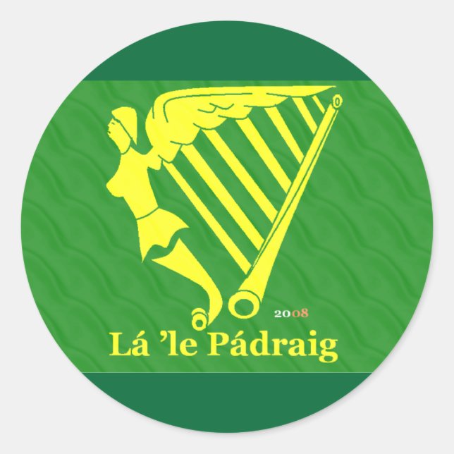 Pegatina Redonda Harp irlandés (Anverso)