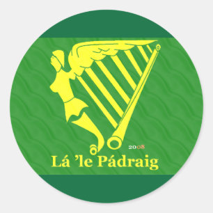 Pegatina Redonda Harp irlandés