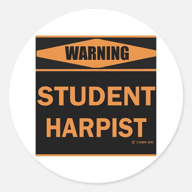 Pegatina Redonda Harpist Estudiantil (Anverso)