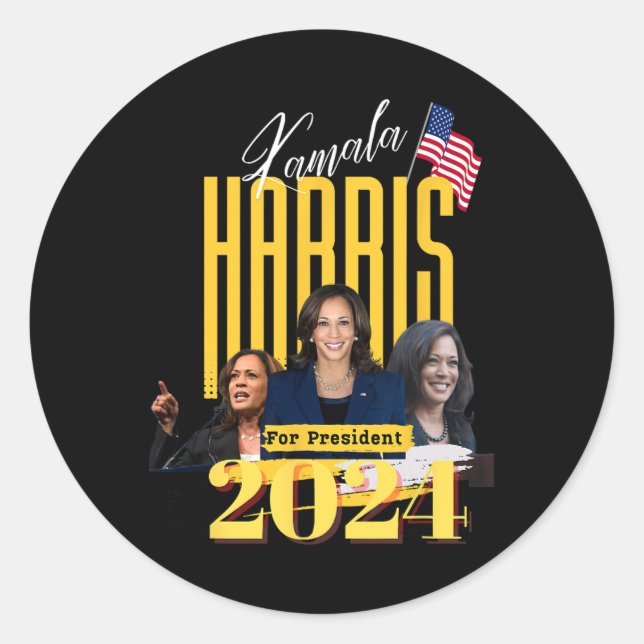 Pegatina Redonda Harris 2024 (Anverso)