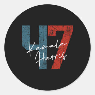 Pegatina Redonda Harris 2024 47 presidente Salve la democracia Band