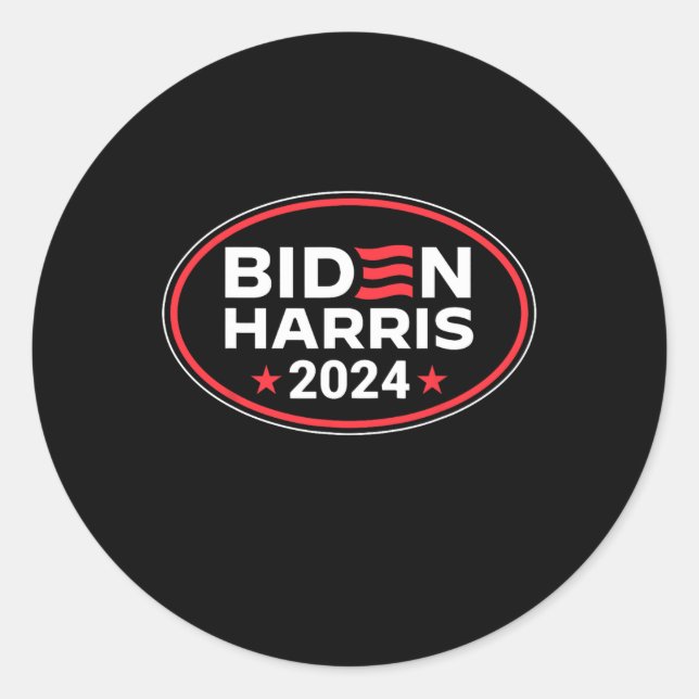 Pegatina Redonda Harris 2024 Bandera estadounidense Joe Biden Kama (Anverso)