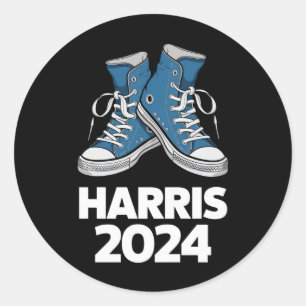 Pegatina Redonda HARRIS 2024 Vota Presidente Kamala Zapato de Campa