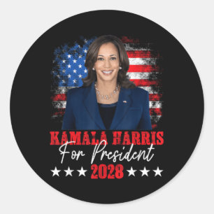 Pegatina Redonda Harris 2028 Elección del presidente Kamala Harris