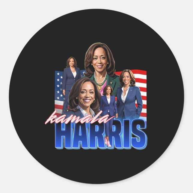 Pegatina Redonda Harris American Flag Bootleg (Anverso)
