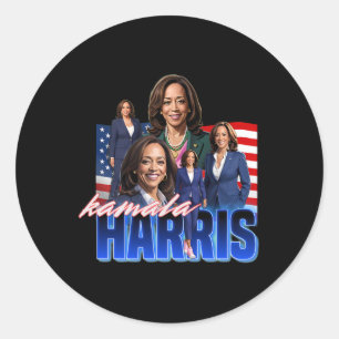 Pegatina Redonda Harris American Flag Bootleg