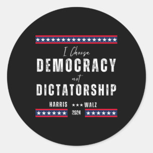Pegatina Redonda Harris & Tim Wheimer 2024 - Democracia sobre e