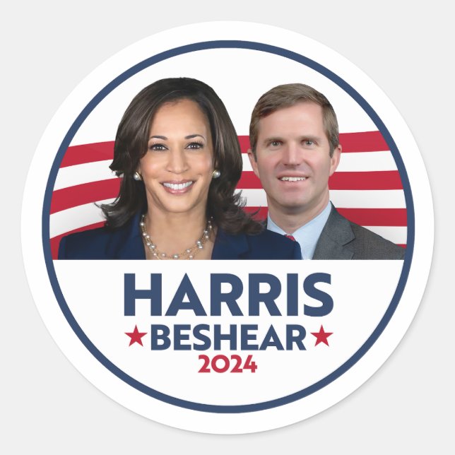 PEGATINA REDONDA HARRIS BESHEAR 2024 (Anverso)