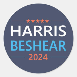 Pegatina Redonda Harris Beshear 2024 Kamala Harris Demócrata