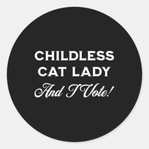 Pegatina Redonda ¡Harris Childless Cat Lady Y Yo Votamos! Crazy Cat