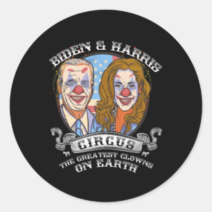 Pegatina Redonda Harris Circus Greatest Clowers On Earth Anti Biden