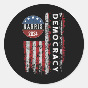 Pegatina Redonda Harris- Kamala 2024 Presidente Democrático de Band