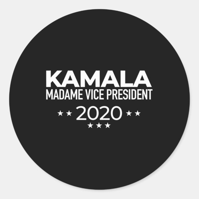 Pegatina Redonda Harris Madam Vice President 2020 Joe Biden Vp 2020 (Anverso)