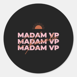 Pegatina Redonda Harris Madam Vice President Feminist Icon Vp 2021