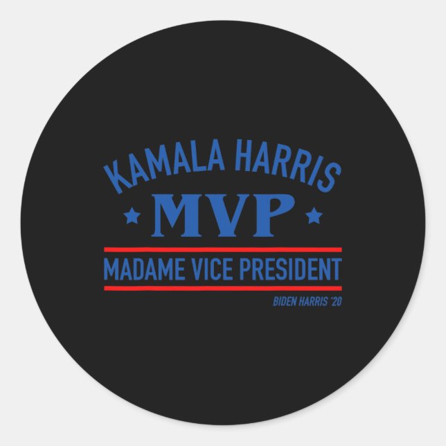 Pegatina Redonda Harris Mvp Madame Vice President Biden Harris 2020 (Anverso)