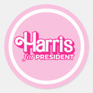Pegatina Redonda Harris por el estilo rosado del presidente