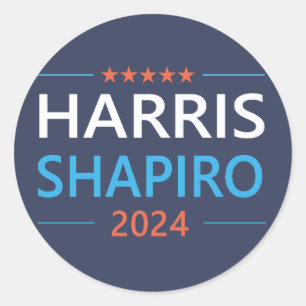 Pegatina Redonda Harris Shapiro 2024 Kamala Harris Demócrata