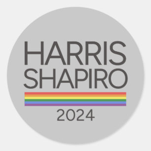Pegatina Redonda Harris Shapiro 2024 Orgullo LGBTQ Kamala Harris