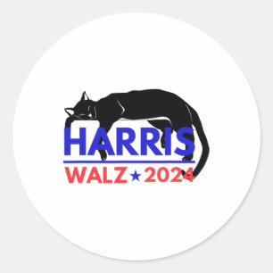 Pegatina Redonda Harris Tim Waltz Harris Waltz 2024 Harris Cat