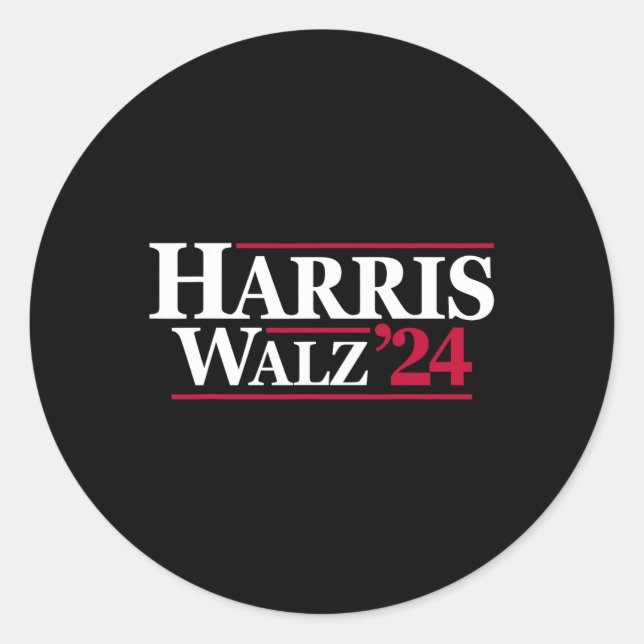Pegatina Redonda Harris Tim Walz 2024 24 Para El Presidente Brat Us (Anverso)