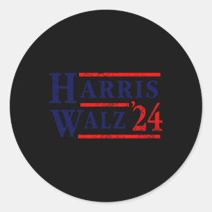 Pegatina Redonda Harris Tim Walz 2024 Fiesta demócrata electoral