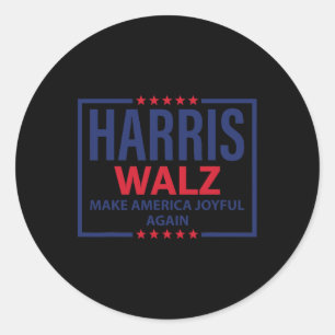 Pegatina Redonda Harris Tim Walz Waltz vuelve a alegrar a Estados U