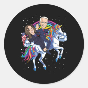 Pegatina Redonda Harris Unicorn Joe Biden 2021 Riding President Usa