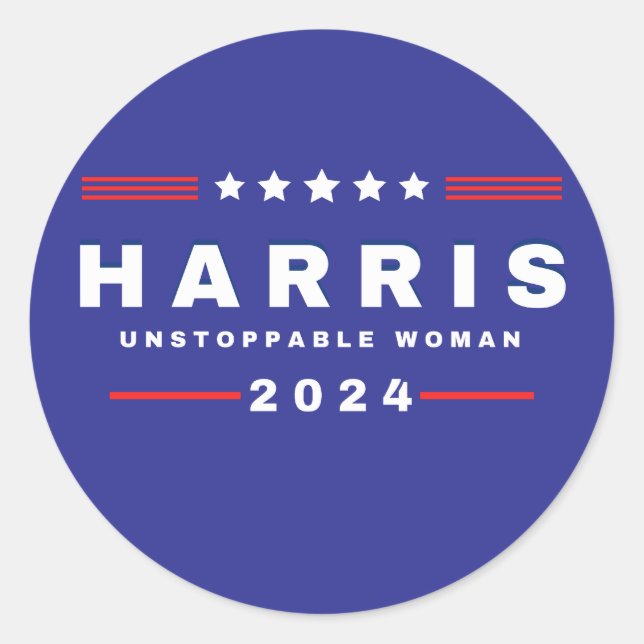 Pegatina Redonda Harris Unstopable Women | Elecciones 2024 (Anverso)