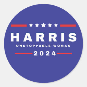 Pegatina Redonda Harris Unstopable Women   Elecciones 2024