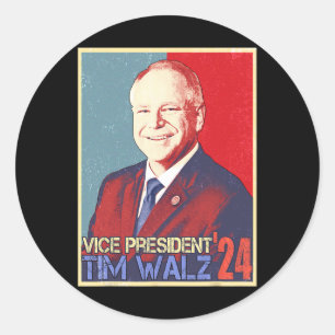 Pegatina Redonda Harris Vice President Tim Walz Waltz Elecciones 20