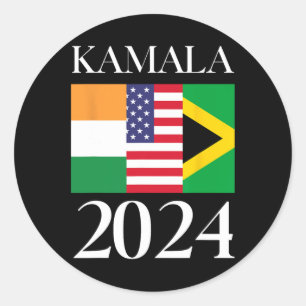 Pegatina Redonda Harris Vote 2024 Bandera jamaiquina india-estadoun