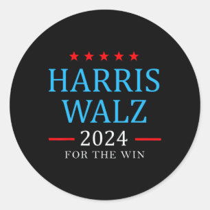 Pegatina Redonda Harris W 2024 Para La Campaña Win Kamala