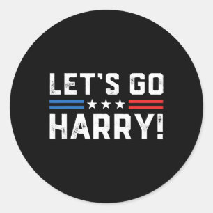 Pegatina Redonda Harris W 2024 Vamos Harry Funny Harry B Politic