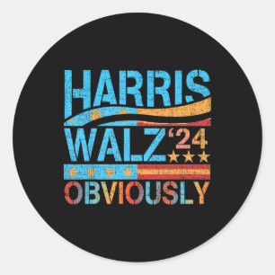Pegatina Redonda ¡Harris W, obviamente! Harris Waltz Elecciones 202