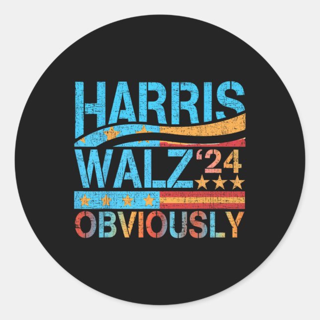 Pegatina Redonda ¡Harris W, obviamente! Harris Waltz Elecciones 202 (Anverso)