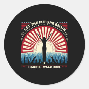 Pegatina Redonda Harris Waltz 2024 Elecciones Kamala Harris Tim Wal