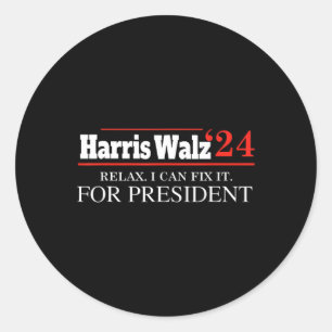 Pegatina Redonda Harris Waltz 2024 Elecciones Kamala Harris Tim Wal