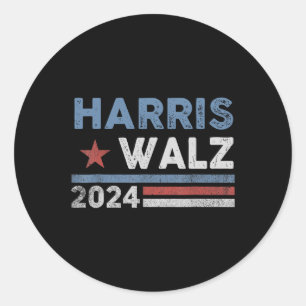 Pegatina Redonda Harris Waltz 2024 Elecciones Kamala Harris Tim Wal
