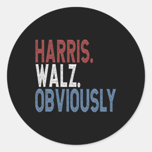 Pegatina Redonda Harris Waltz 2024 Elecciones Kamala Harris Tim Wal