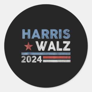 Pegatina Redonda Harris Waltz 2024 Elecciones Kamala Harris Tim Wal