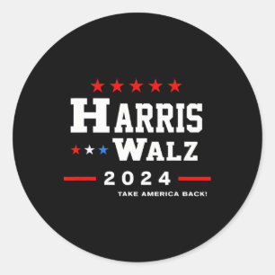Pegatina Redonda Harris Waltz 2024 Elecciones Kamala Harris Tim Wal