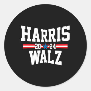 Pegatina Redonda Harris Waltz 2024 Elecciones Kamala Harris Tim Wal