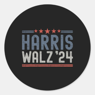 Pegatina Redonda Harris Waltz 2024 Elecciones Kamala Harris Tim Wal