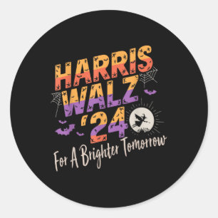 Pegatina Redonda Harris Waltz 2024 Por Un Mañana Más Brillante En H