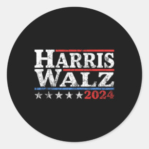 Pegatina Redonda Harris Waltz 24 Elecciones Kamala Harris Tim Waltz