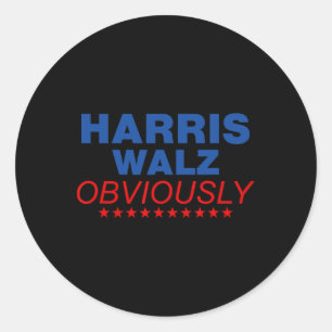 Pegatina Redonda Harris Waltz Obviamente 2024 Balz To The Walz